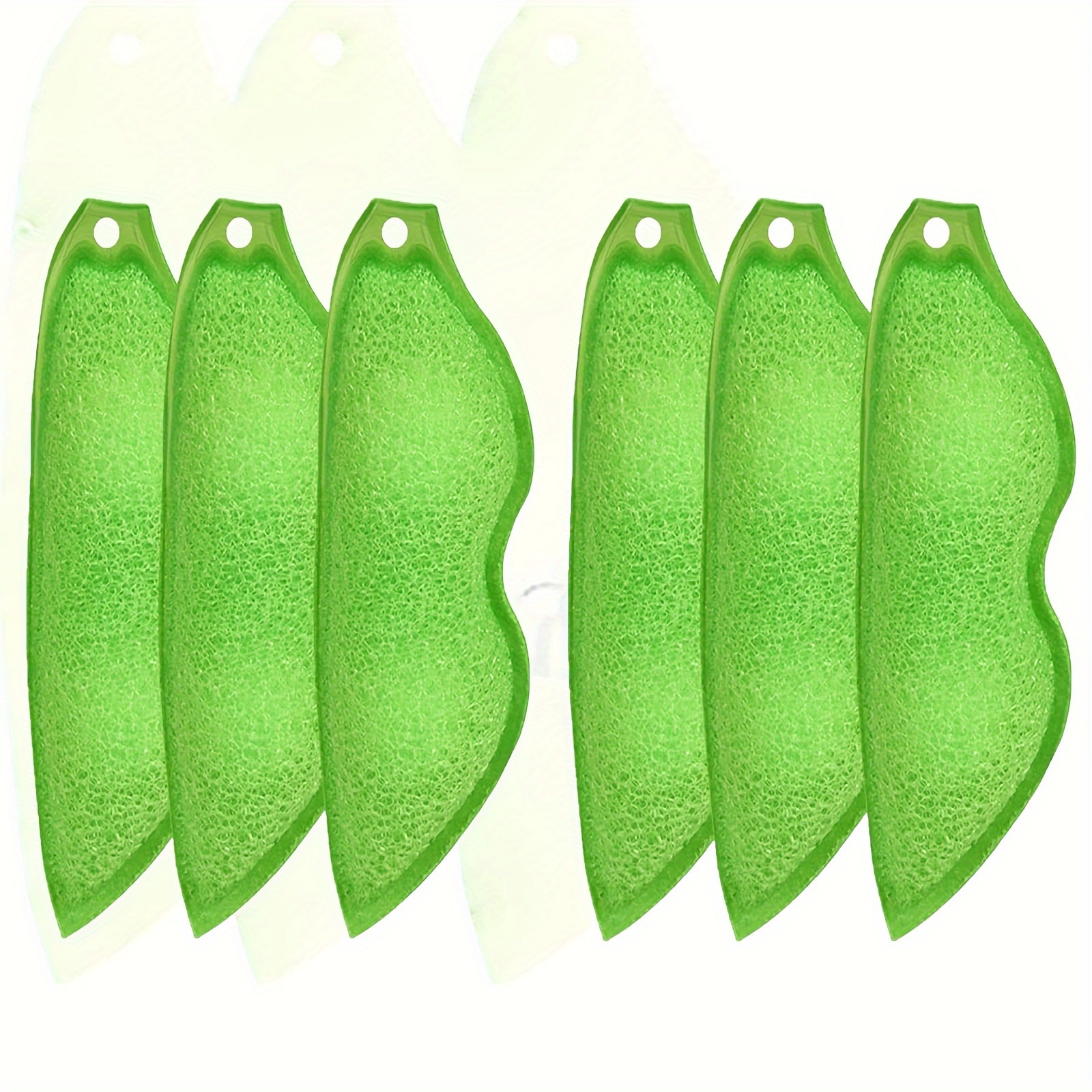 6pcs Green Beans Shaped Bottle Cleaning Sponge,Magic Beans Cleaner