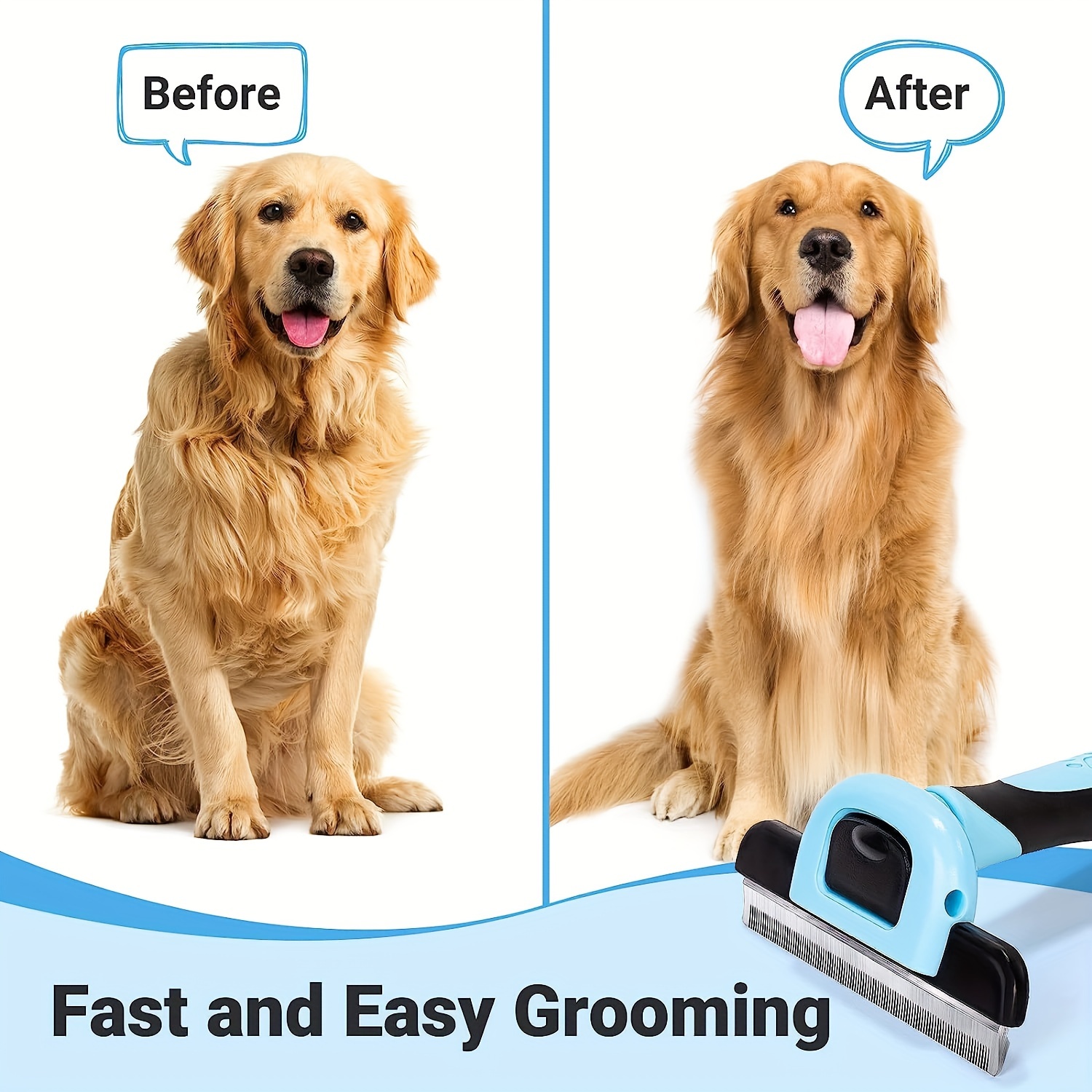 

1pc Pet Grooming Brush, Deshedding Tool For Dogs & Cats, Effectively Reduces Shedding For Short Medium And Long Pet Hair