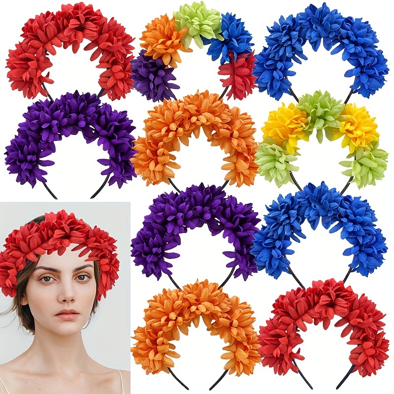 

Elegant & Vibrant Floral Fabric Headband - Polyester Flower Hair Hoop In For Parties, Photo & New Year Celebrations, Cute Hair Accessories