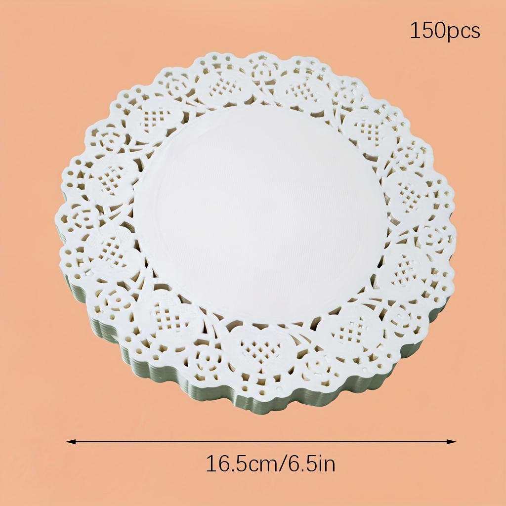 150 Pack Round White Paper Doilies for Crafts, Tableware Decor, Parties,  Wedding, Assorted Size Charger Plates for Cakes, Desserts (6.5, 8.5, and  10.5 Inch) 