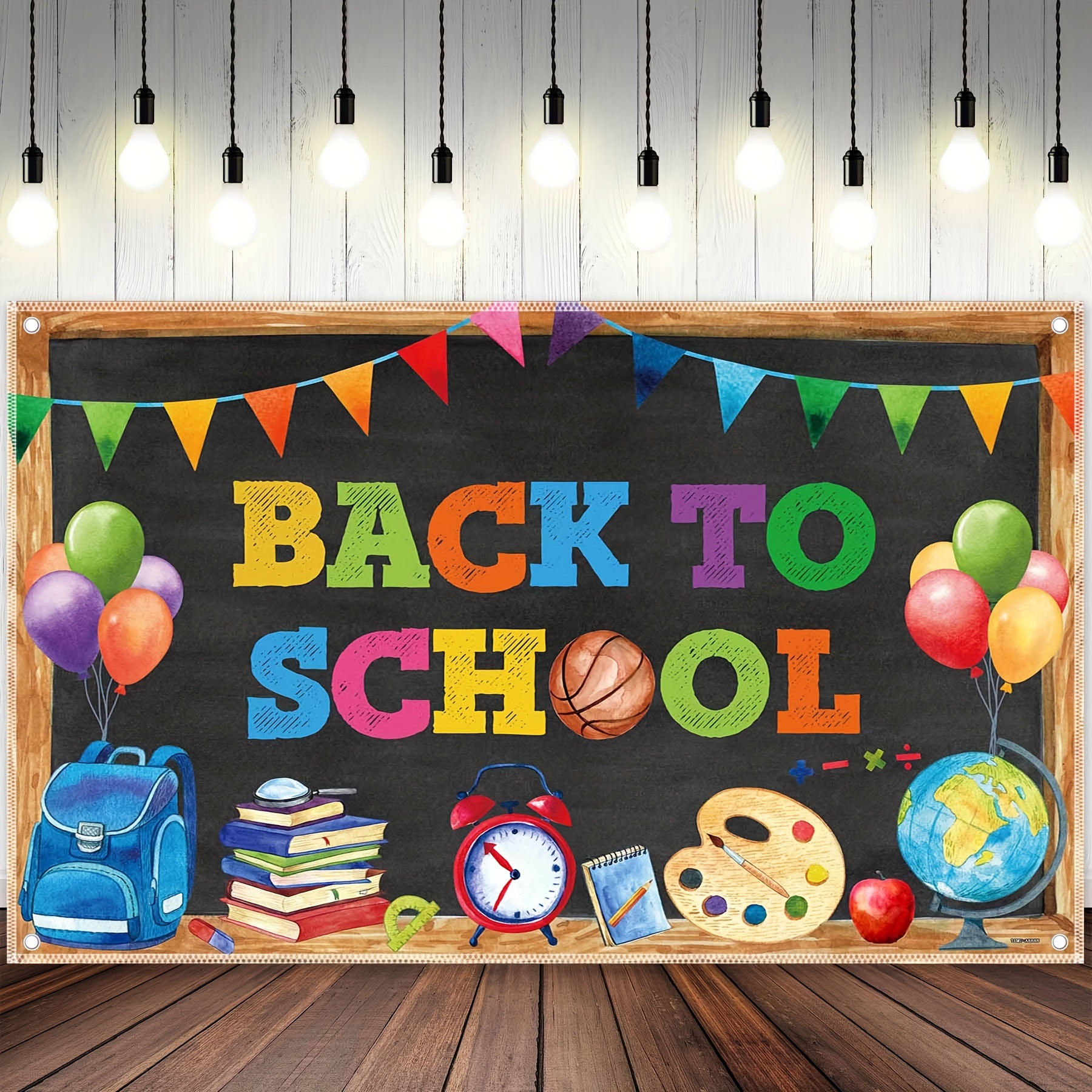 AWERT 5x3ft Welcome Back to School Backdrop Coloured Pencils Stationery White and Green Photography Background Kids First Day of School Classroom O - 2