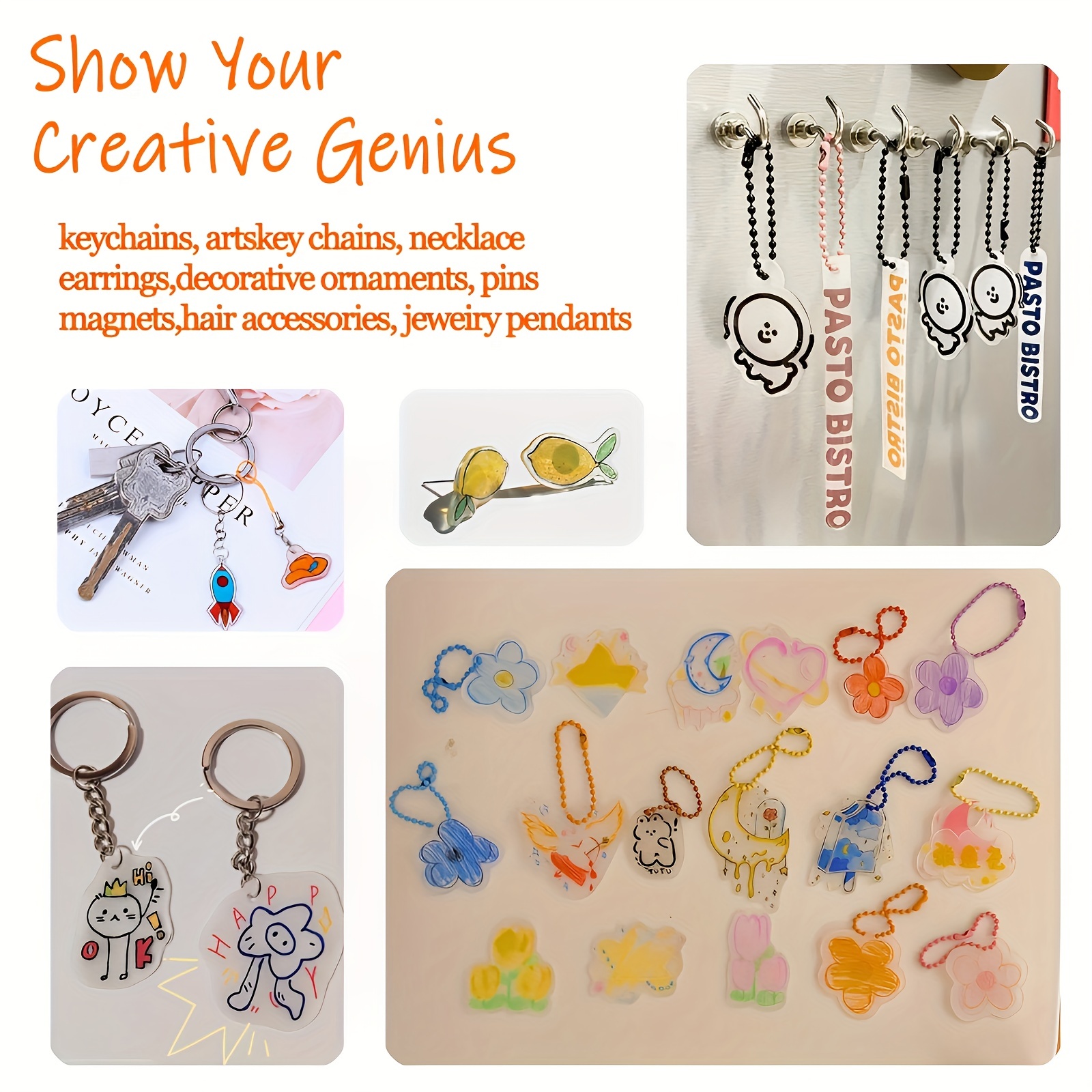 20Pcs Heat Shrink Plastic Sheet Shrinkles Film Paper Creative Handmade DIY  Art Shrinking Keychain Crafts Supplies for Kids Gift