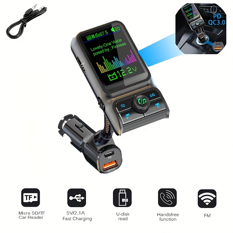 Car Fast Charger FM Transmitter Bluetooth 5.0 Handsfree Wireless Car Dual  USB Car Charger Auto Radio Modulator MP3 Adapter