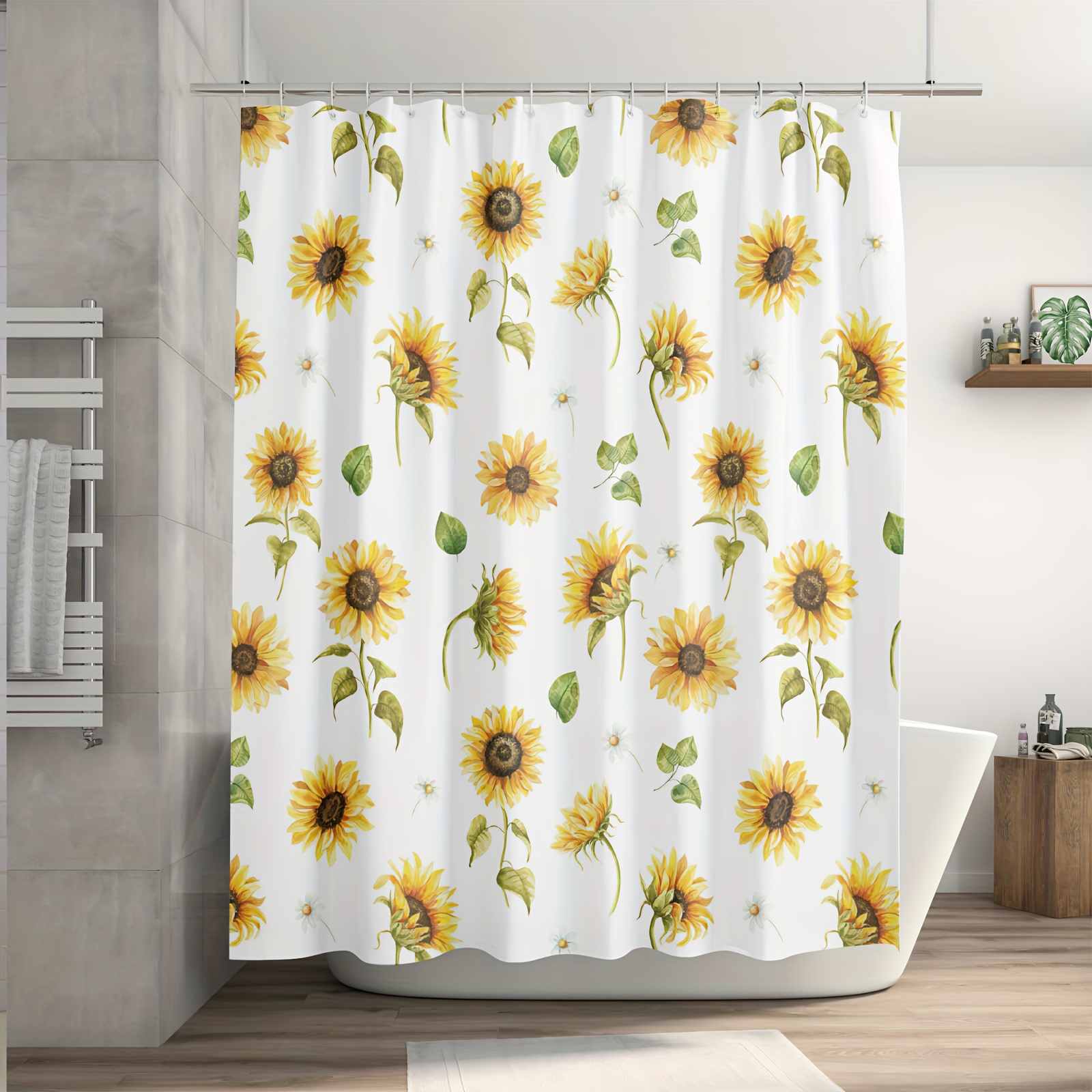 Ombre Shower Curtain Yellow Shower Curtains Modern Simple Shower Curtain  Set with Hooks Water Repellent Sunflower Shower Curtain for Bathroom Hotel,  72x72 inch, Yellow 