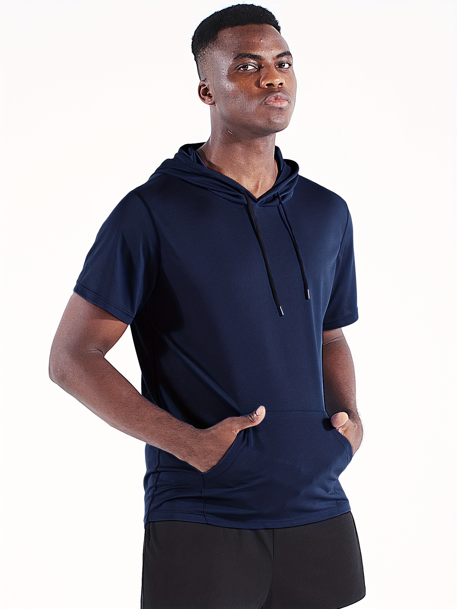 Men's Solid Quick Dry Hoodie Active Slightly Stretch - Temu