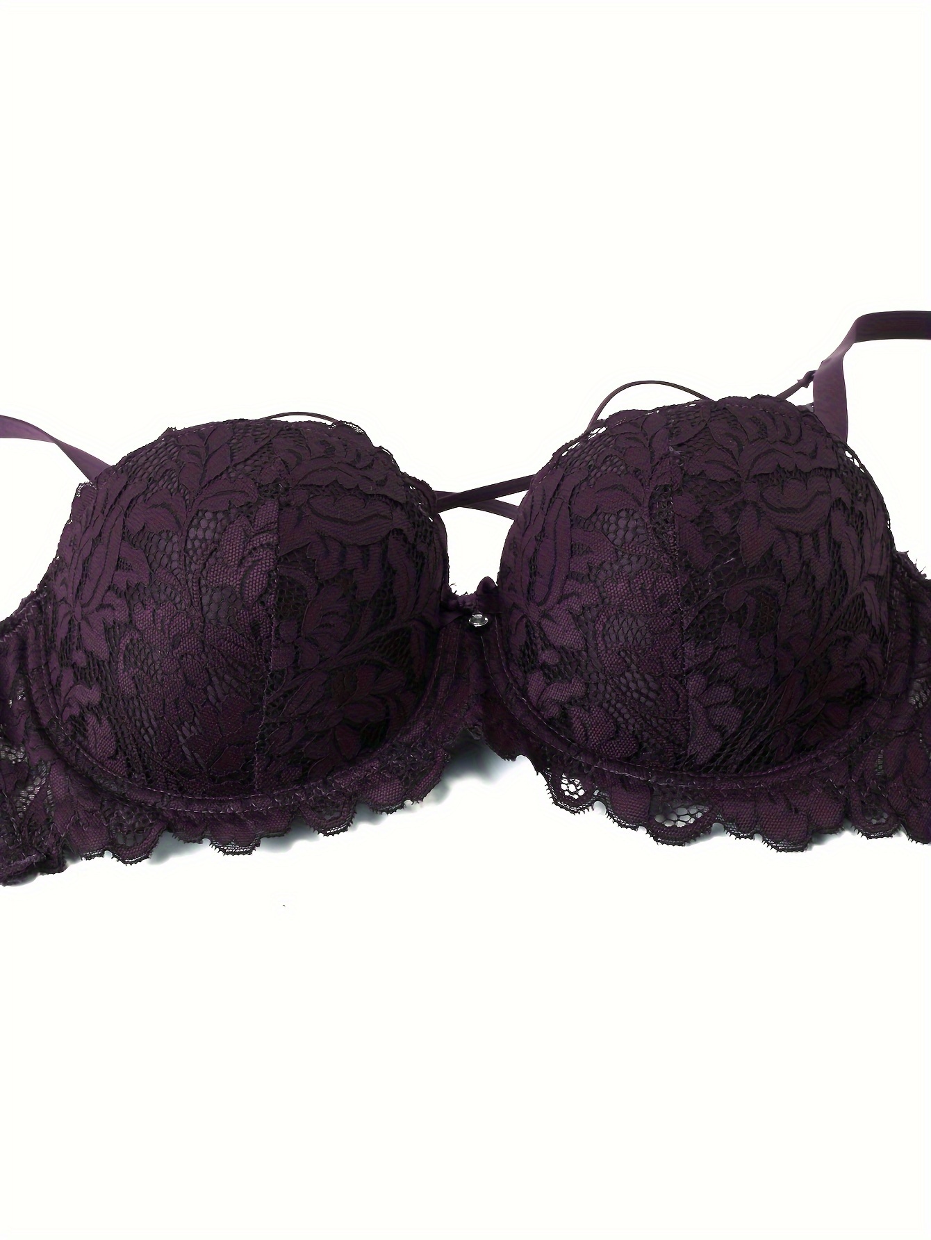 Contrast Lace Push Bra Elegant Criss Cross Hollow Bra - Temu Australia