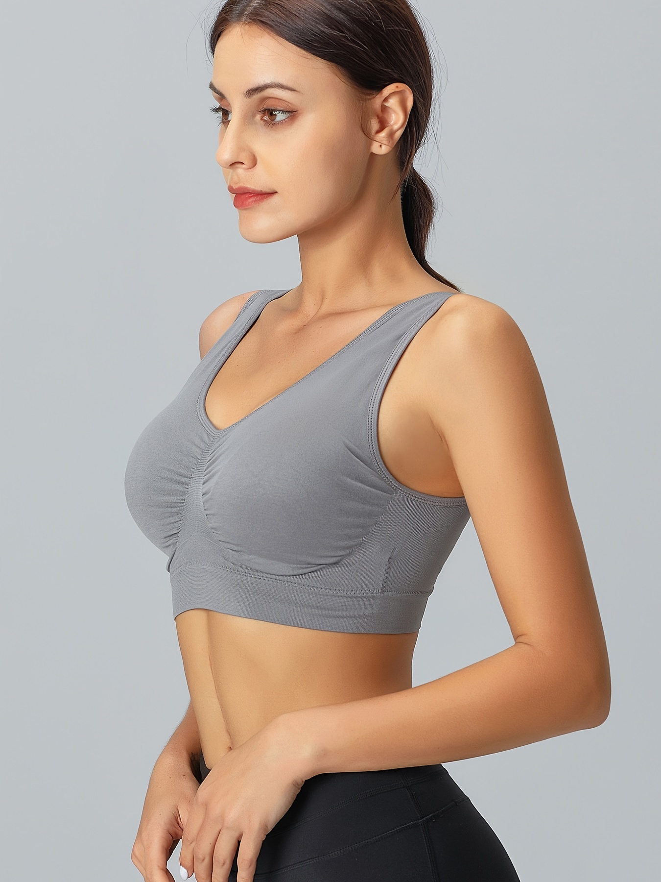 Solid Wireless Sports Bras Comfy Breathable Yoga Tank Bra - Temu