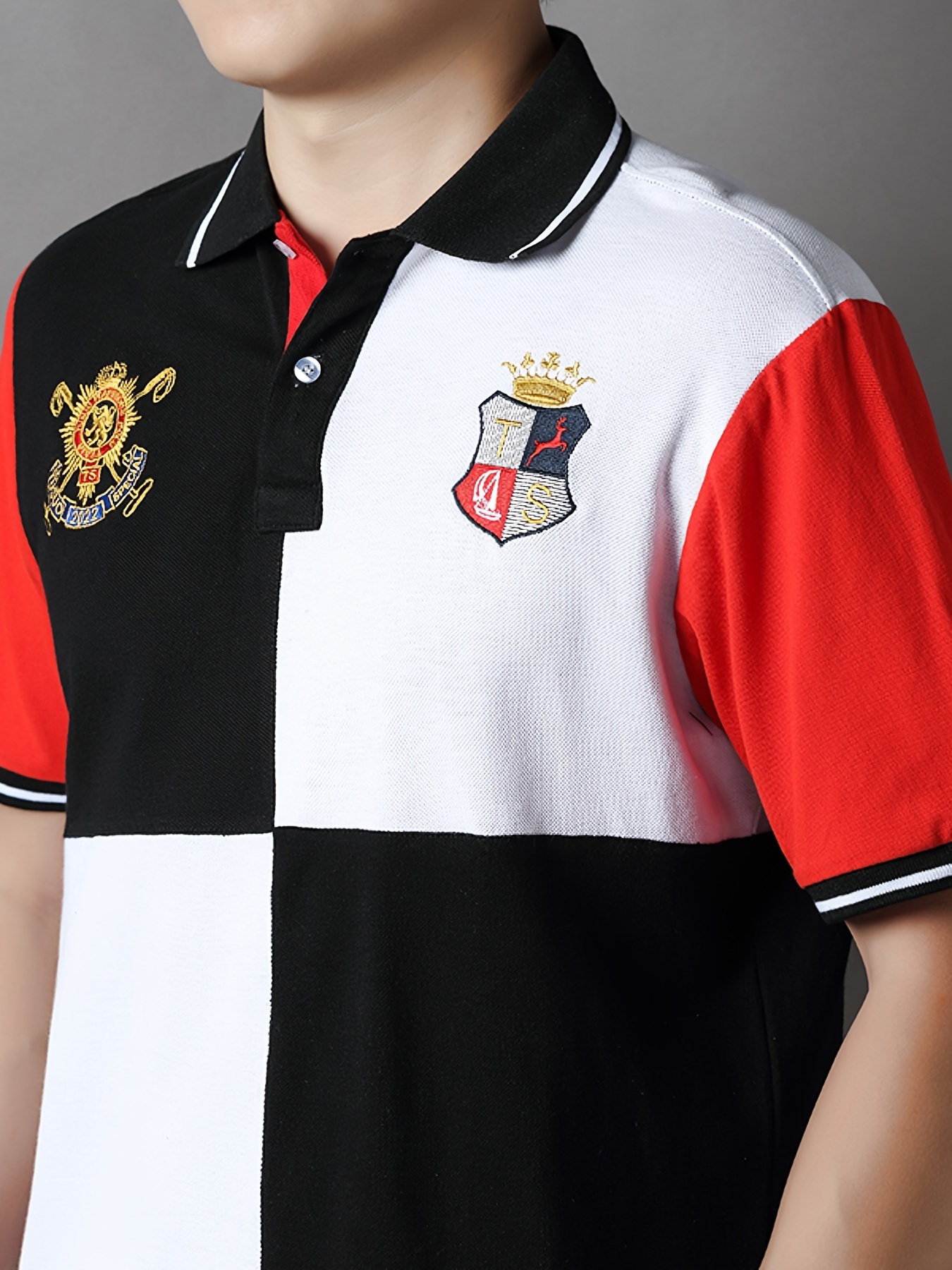 Slim Fit Polo T-Shirt with Contrast Panels