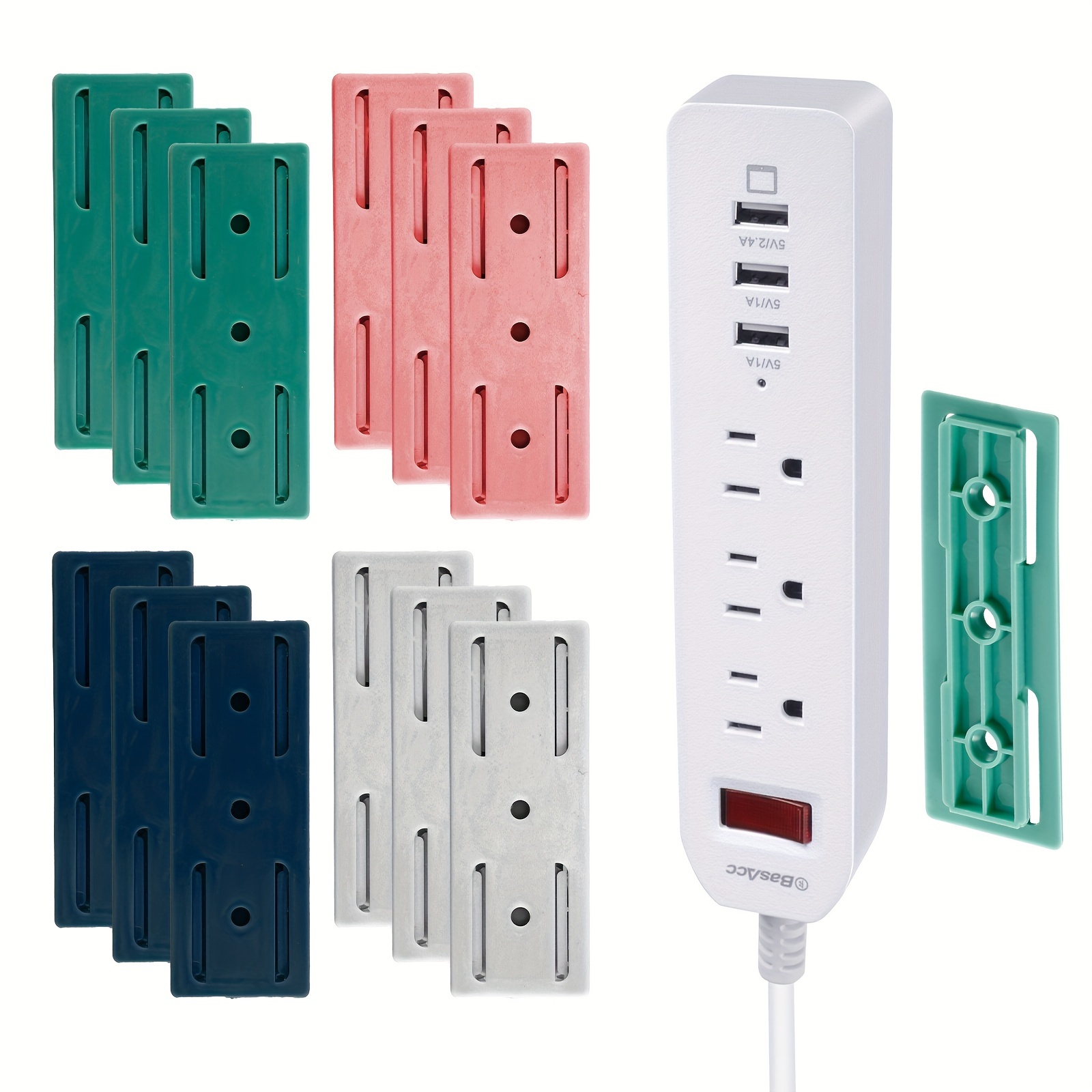 Fijador de enchufe sin perforaciones, adhesivo de pared para organizar tu  hogar, cables, fijar enchufes y regletas, soporte