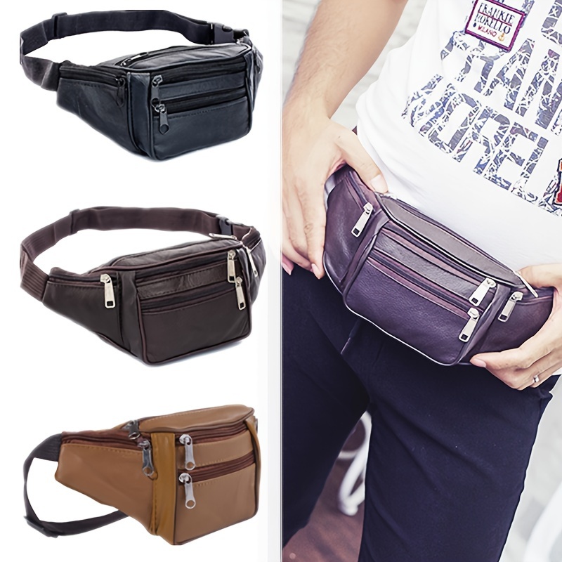 New Genuine Cowhide Leather Waist Bag Travel Outdoor Waist Bag