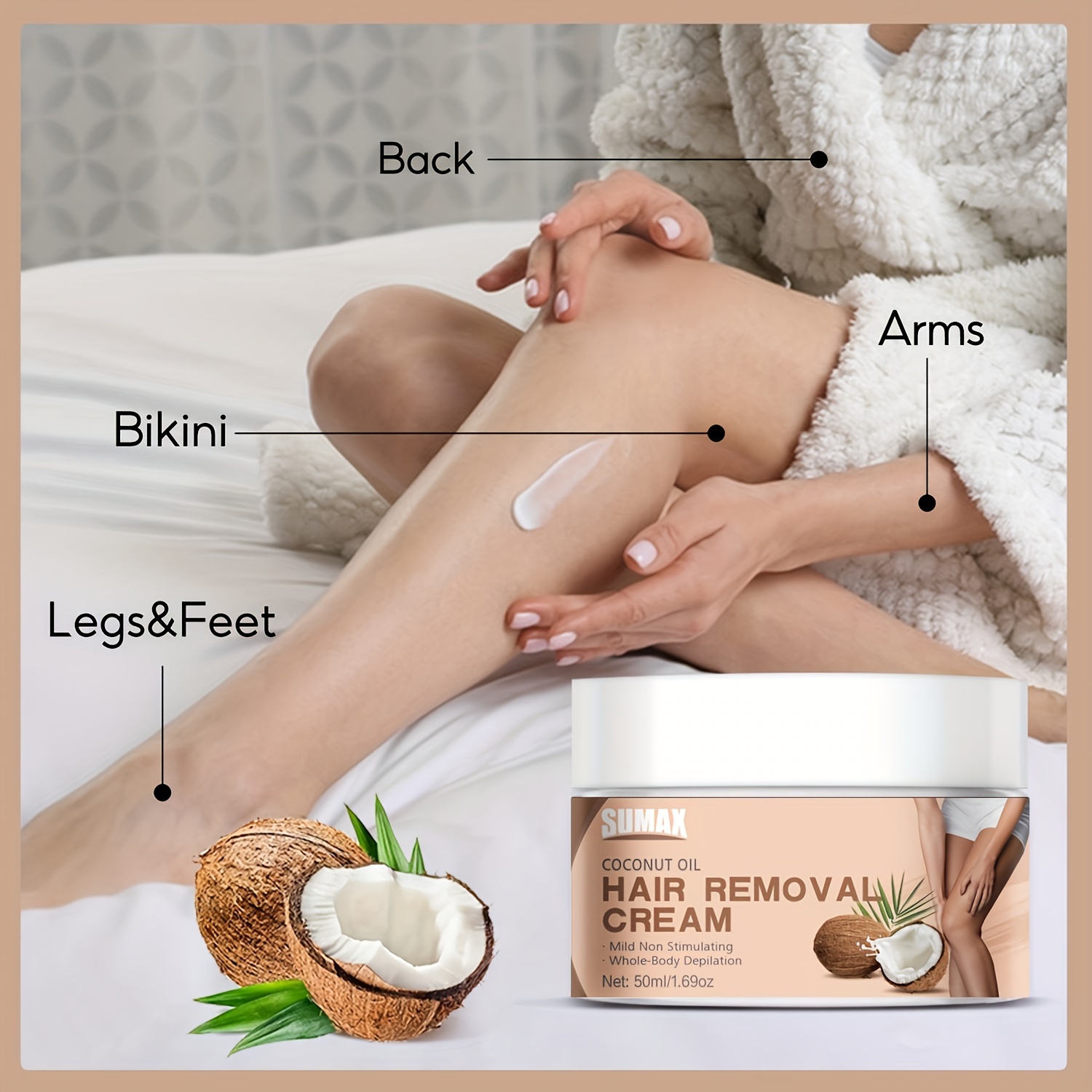 Coconut Oil Hair Removal Cream Painless Bikini Hair Removal Temu