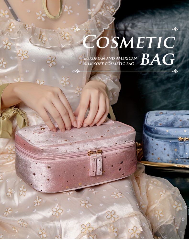 Starry Sky Velvet Travel Makeup Bag