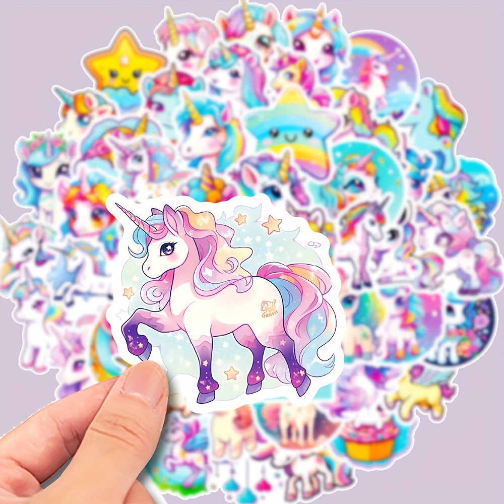 

50pcs Autocollants de Licorne Cartoon - Vinyle Étanche, Décalcomanies Réutilisables pour Ordinateurs Portables, Bouteilles d'Eau, Skateboards & Plus - Cadeau DIY pour