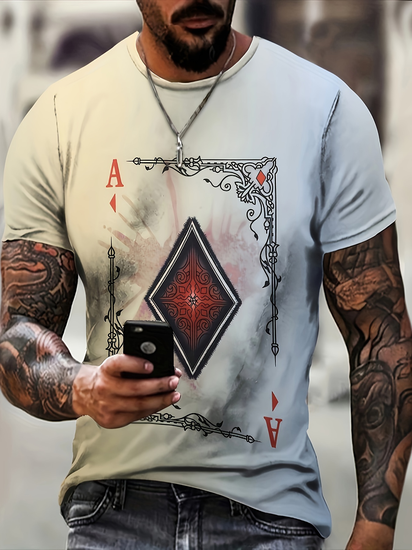 Poker Cactus Pattern Print Men's T shirt Graphic Tee Men's - Temu