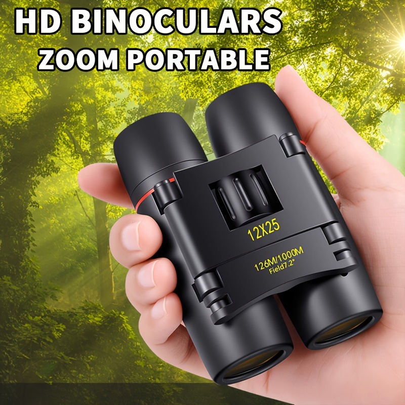 Binoculares compactos de 200 x 25 para adultos y niños, mini prismáticos de  bolsillo de alta potencia, binoculares pequeños impermeables para