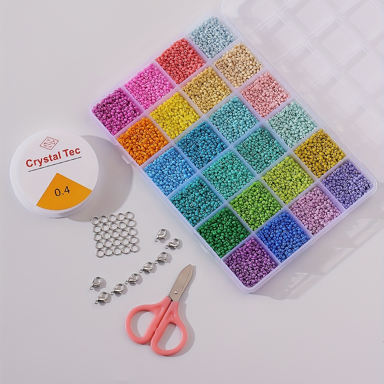 Kit De Cuentas Para Hacer Pulseras + Tijera + Borlas