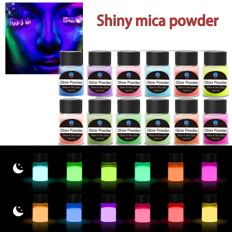 Glow in the dark Pigments Mica Powder 12 Colors Glow in the - Temu