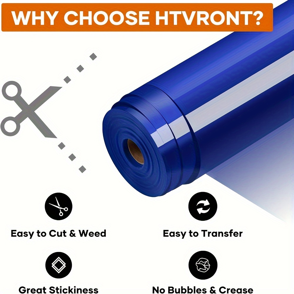 HTVRONT HTV Vinyl Rolls Heat Transfer Vinyl - 12 x 35ft Silver HTV Vinyl  for Shirts, Iron on Vinyl for Cricut & Cameo - Easy to