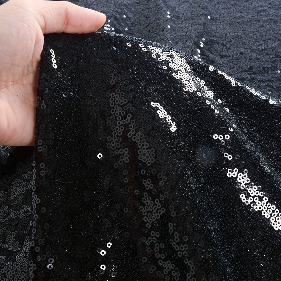 ShinyBeauty 1 Yard Black Fabric by The Yard, Sequin Fabric for Sewing,  Glitter Fabric, Sequin Material by The Yard, Clothing Making Embroidered