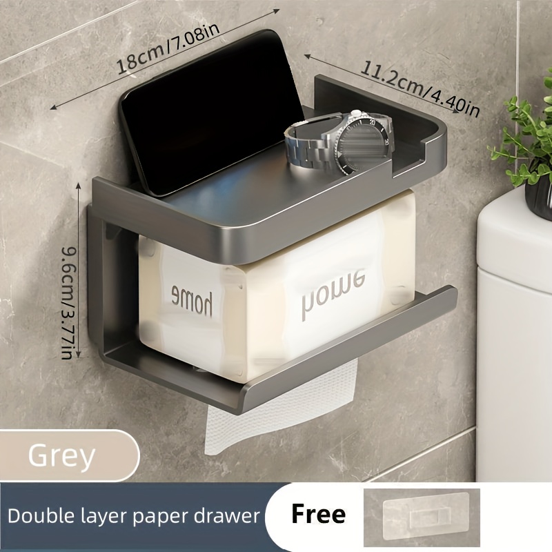 Home Bathroom with Storage Shelf Rack Wall Mount Plastic WC Toilet Paper  Holder Paper Storage Box