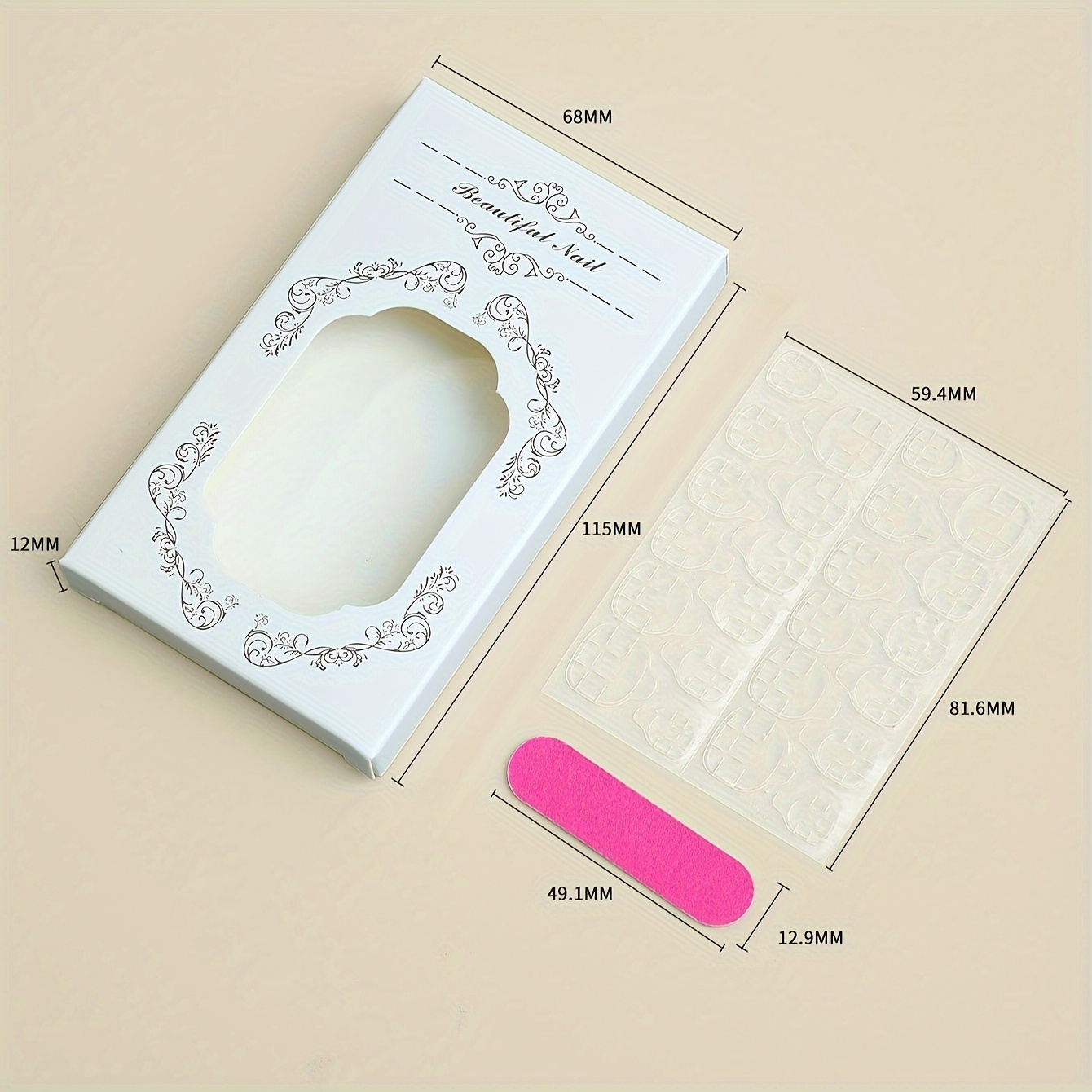 24pcs medium long almond pinkish cat eye fake nails glitter fake nail 1sheet tape 1pc nail file details 2