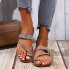 rhinestone pattern flat sandals women s slip toe loop slides