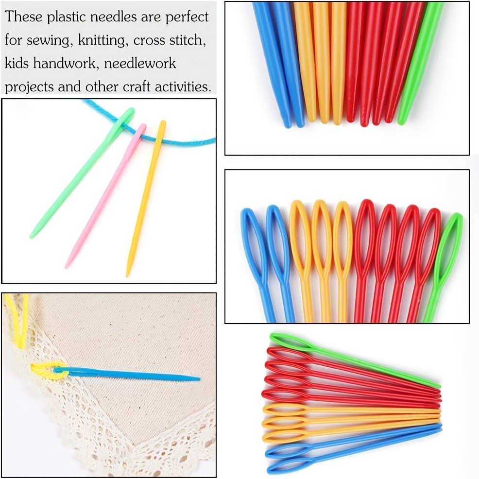 50 Pcs Large Eye Plastic Needles,2.7inch/7cm Learning Needles, Safety  Plastic Lacing Needles For Kids And Sewing Handmade Crafts(random Color)
