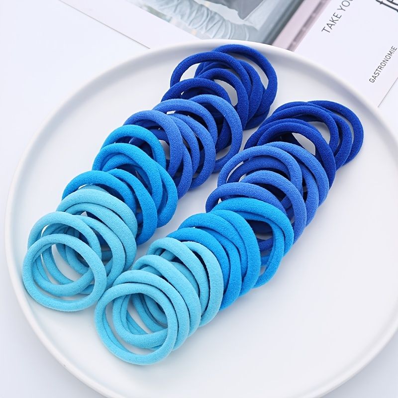 50pcs Set Girls Solid Color Big Rubber Band Ponytail Holder Headwear Elastic  Hair Bands Girl Hair Accessories Ornaments - Beauty & Personal Care - Temu