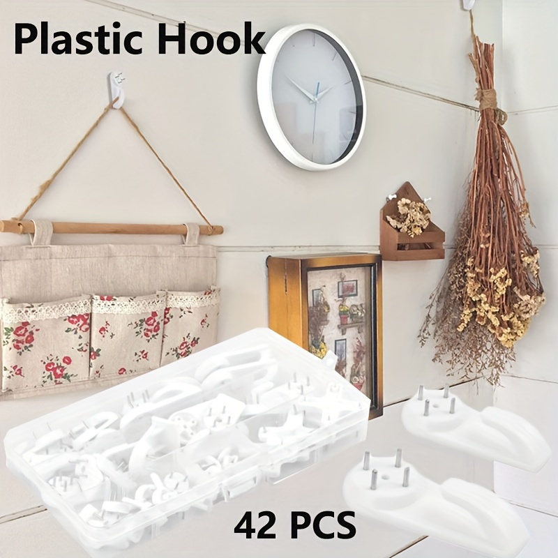 Photo Frame Hanging Hooks White Painting Hooks Plastic - Temu