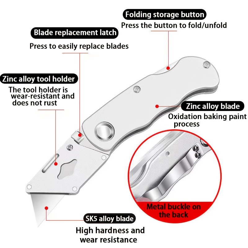 Heavy Duty Box Cutter with Clip Aluminum Body