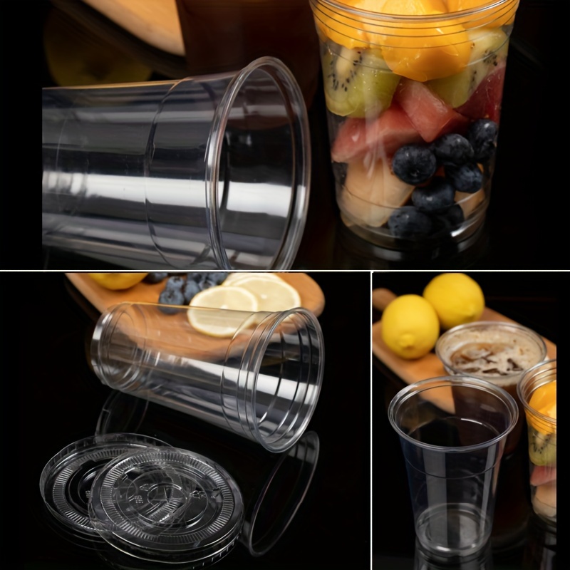 50 sets of disposable plastic cups with lids 12oz 360ml 16oz 500ml coffee cup cold drink cup beverage cup transparent water cup juice cup for   hotel party picnic wedding gathering party supplies details 6