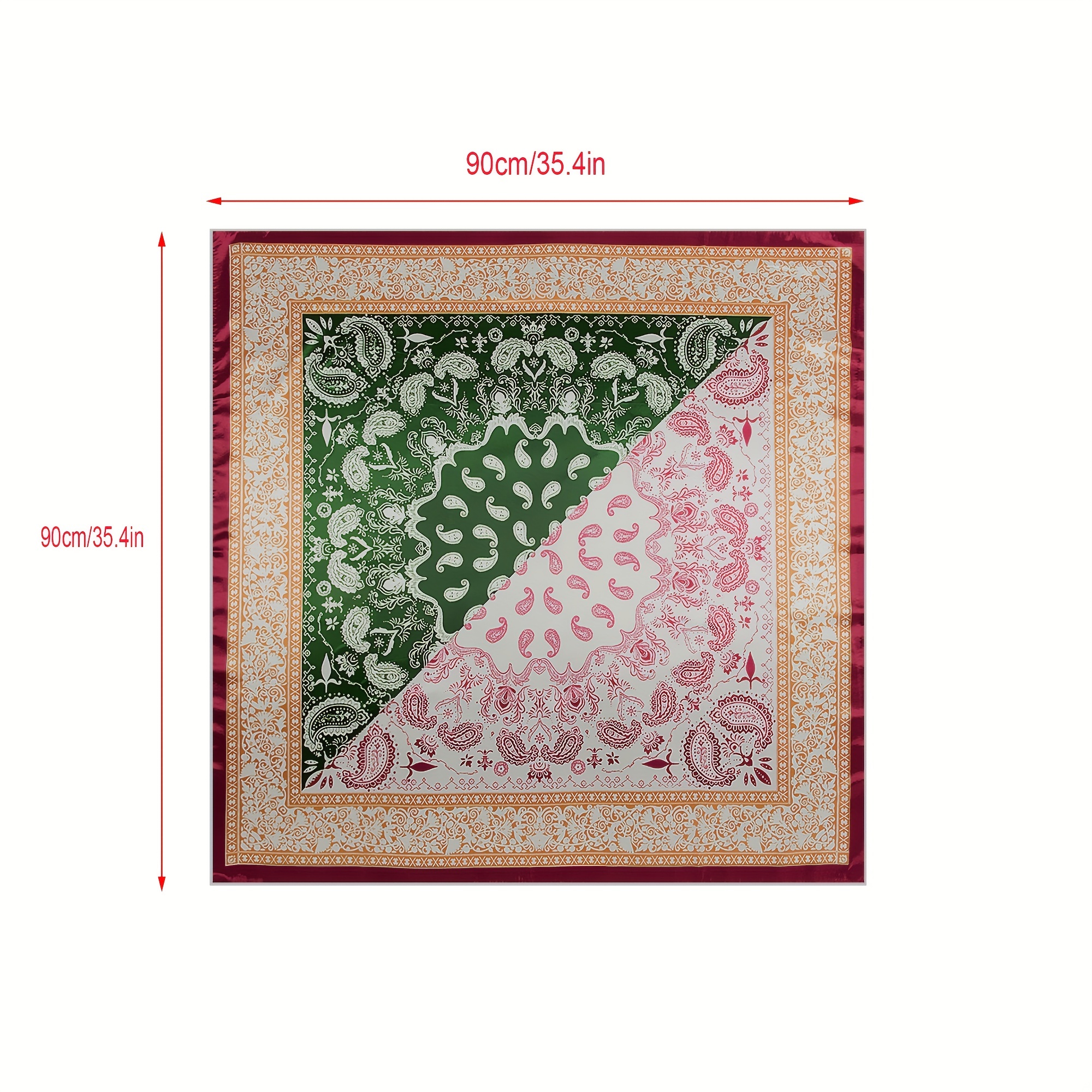 Boho Square Scarf Classic Block Silk Shawl Neckerchief Bandana