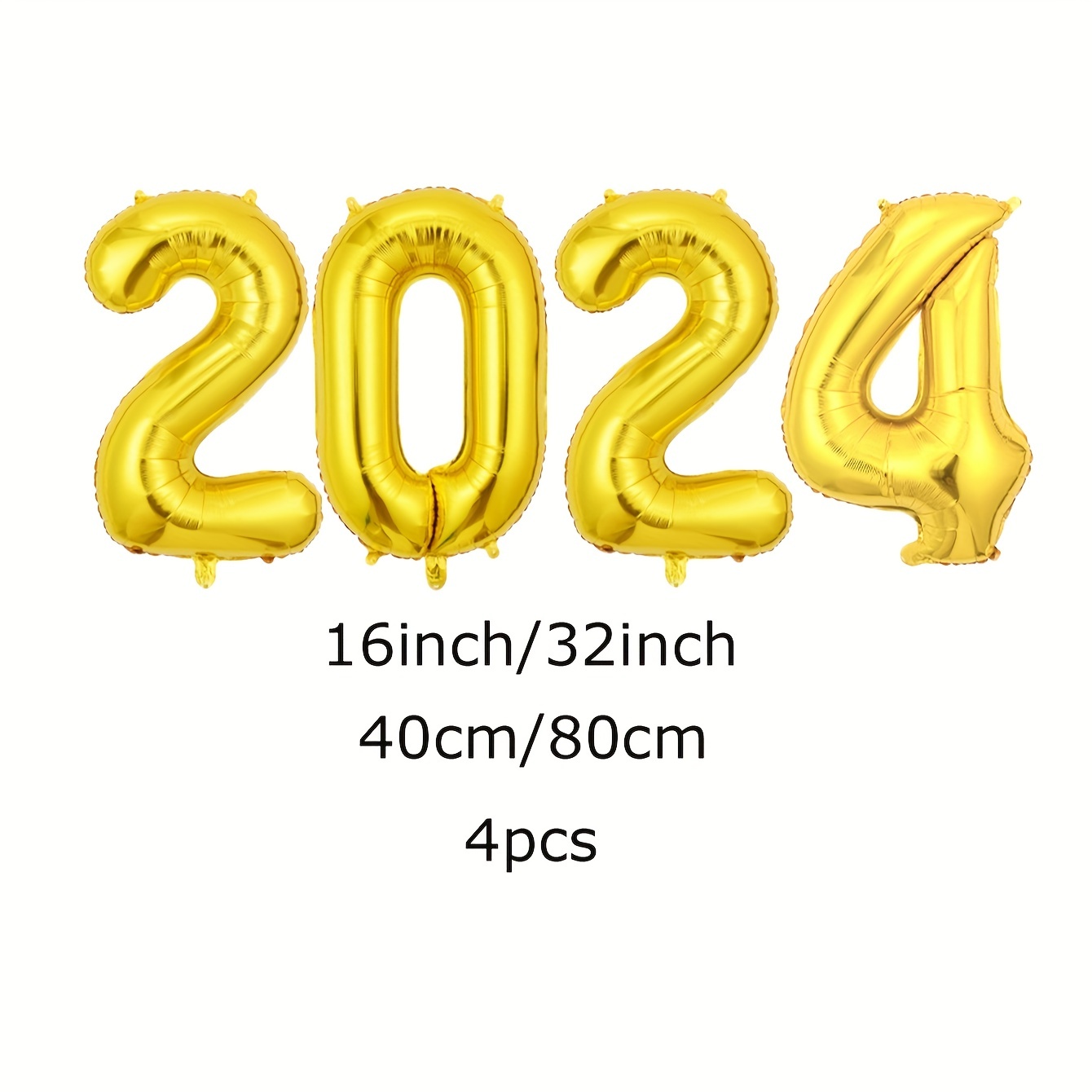  Gold Happy New Year Balloons, 16 Inch 2024 Balloons