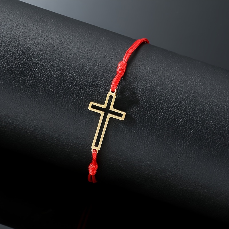 Adjustable Cross Strap Red Bracelet for Men