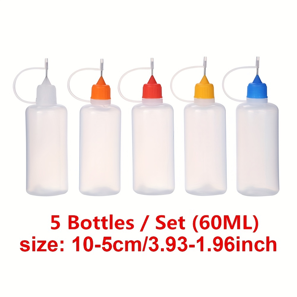 5Pcs/set 10/20/30/60Ml Needle Tip Glue Applicator Bottle for Paper Quilling  Diy Scrapbooking Craft Plastic Squeezable Tip Bottle