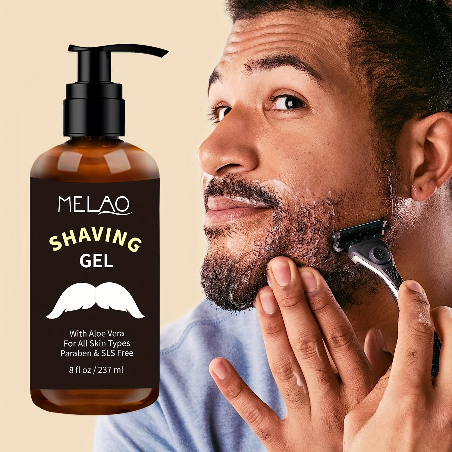 

1pc Men's Shaving Gel: Fresh Scent, Skin Replenishing Vitamin E, Soothing Aloe Vera - Sensitive Skin Moisturizer