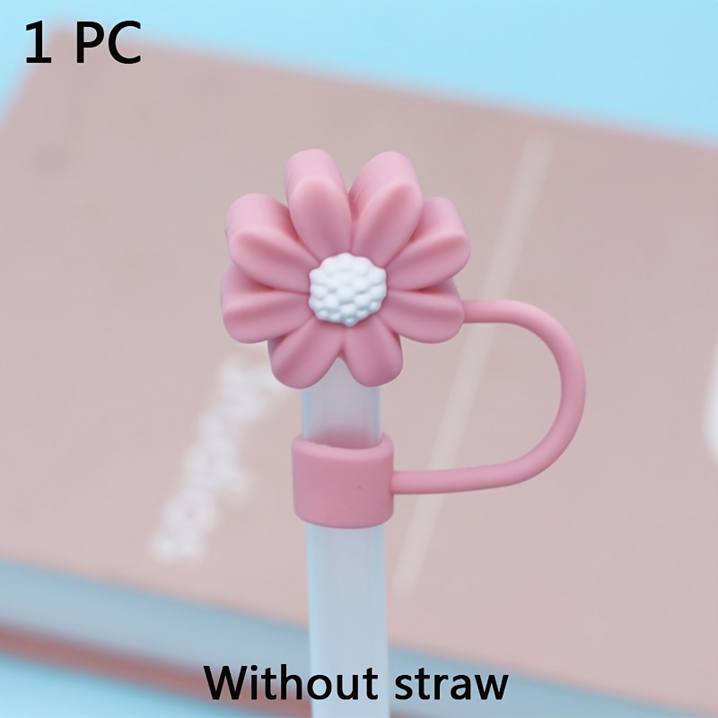 Cute Cartoon Love Flower Straw Cover, Reusable Dustproof Silicone Straw For  Straw, Cup Accessories - Temu