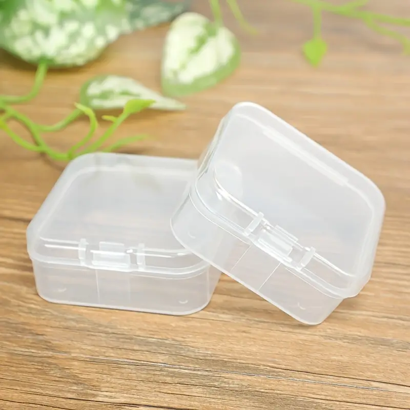 1pc New Square Transparent Plastic Box Small Articles Jewelry Storage Box  Cover Opening Sealing Dustproof Plastic Box Wholesale