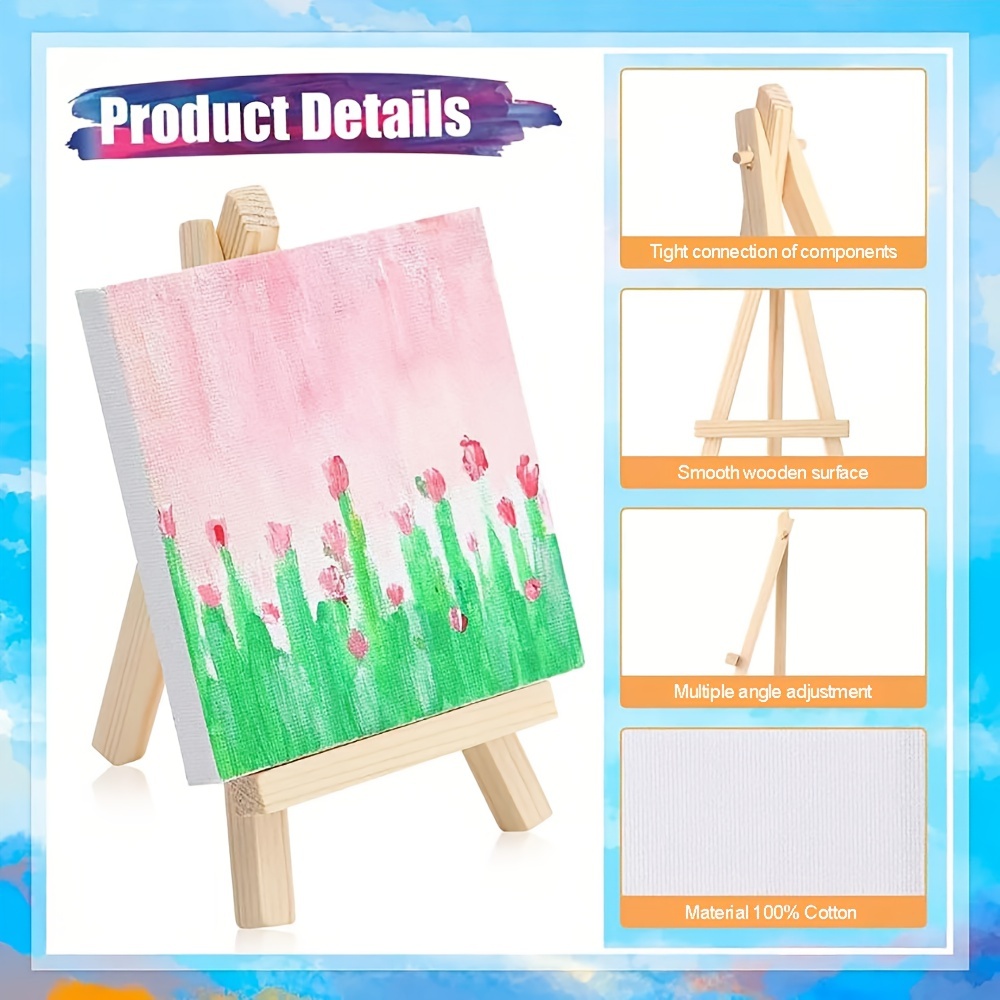 AOOKMIYA 10 Sets Mini Frame Wood Easel Stand Paint Painting Canvases W