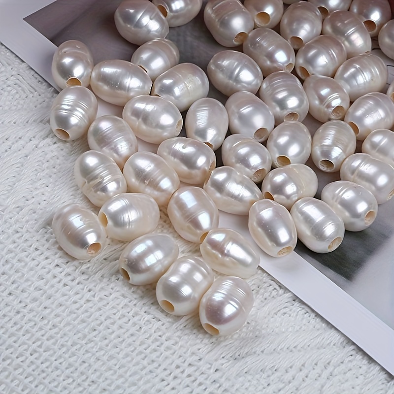  Pearl Beads, Natural Oval Freshwater Cultured White