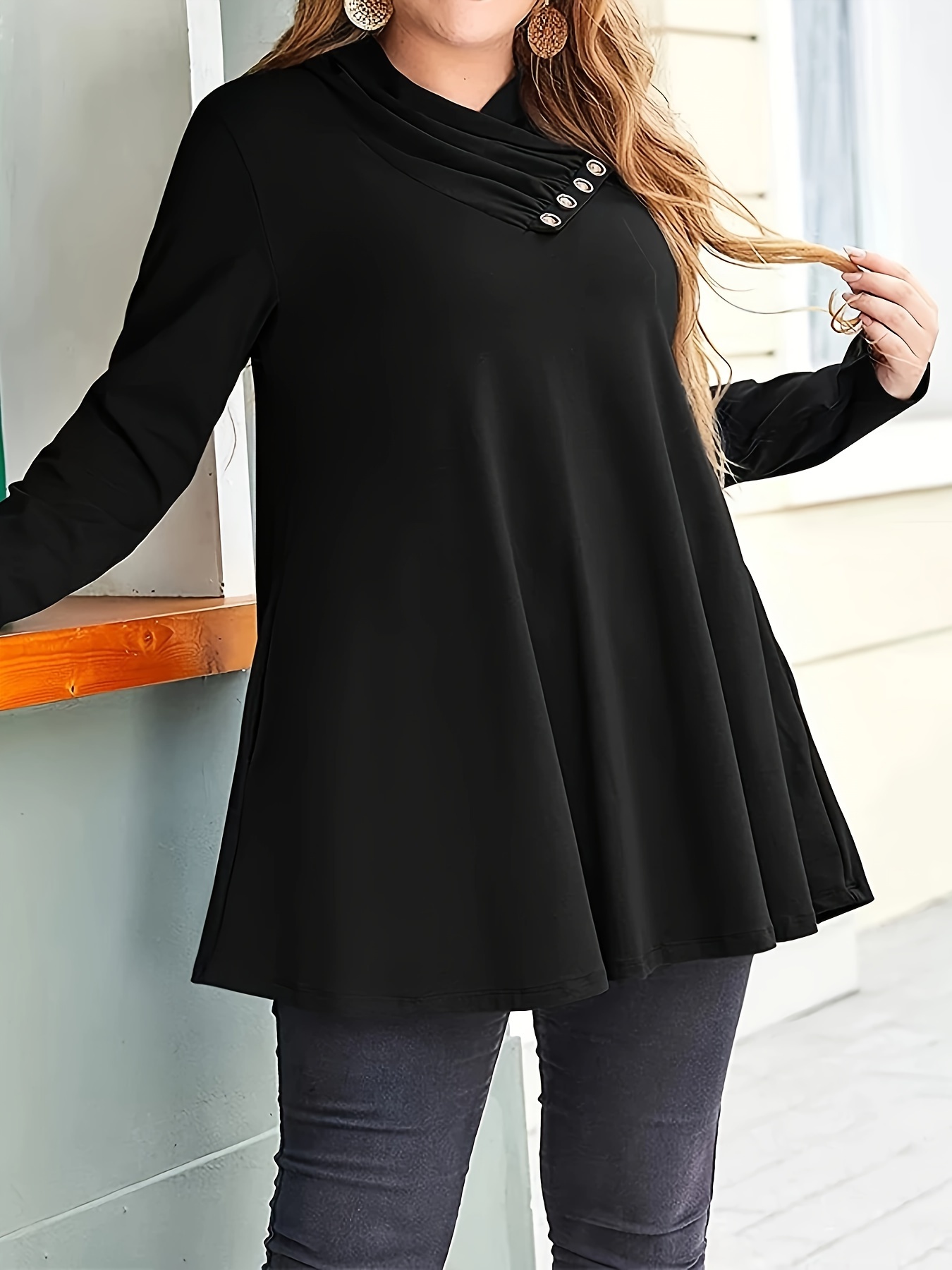 Plus Size Casual Outfits Set Women's Plus Solid Batwing - Temu Canada