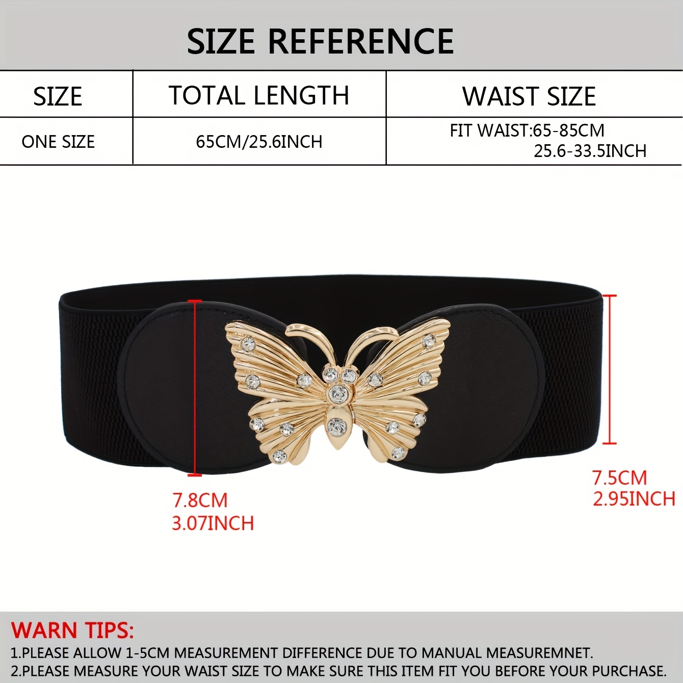 Rhinestone Metal Butterfly Waist Belt Vintage Elastic Wide - Temu Canada