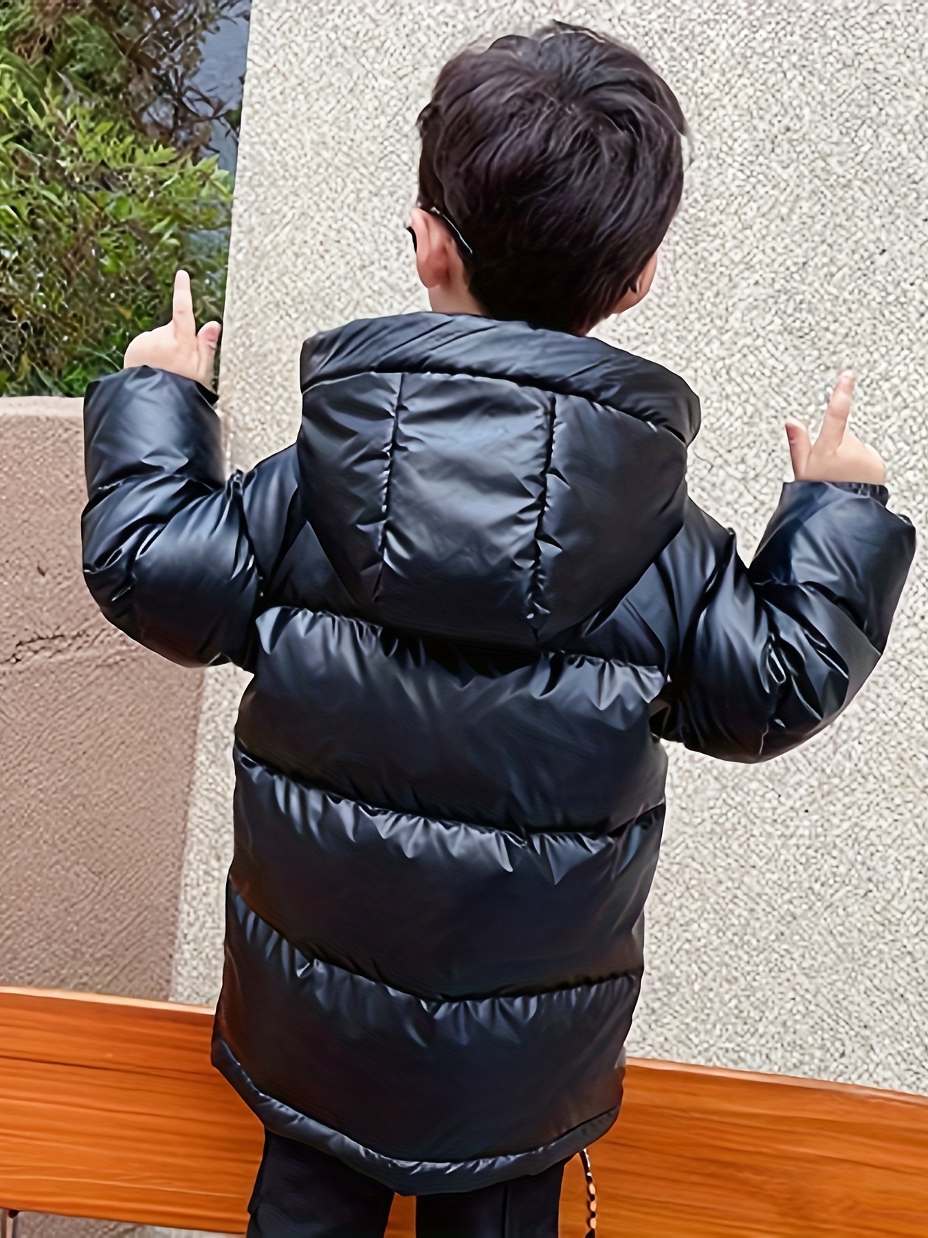 Boy Hooted Winter Jacket - Black Color