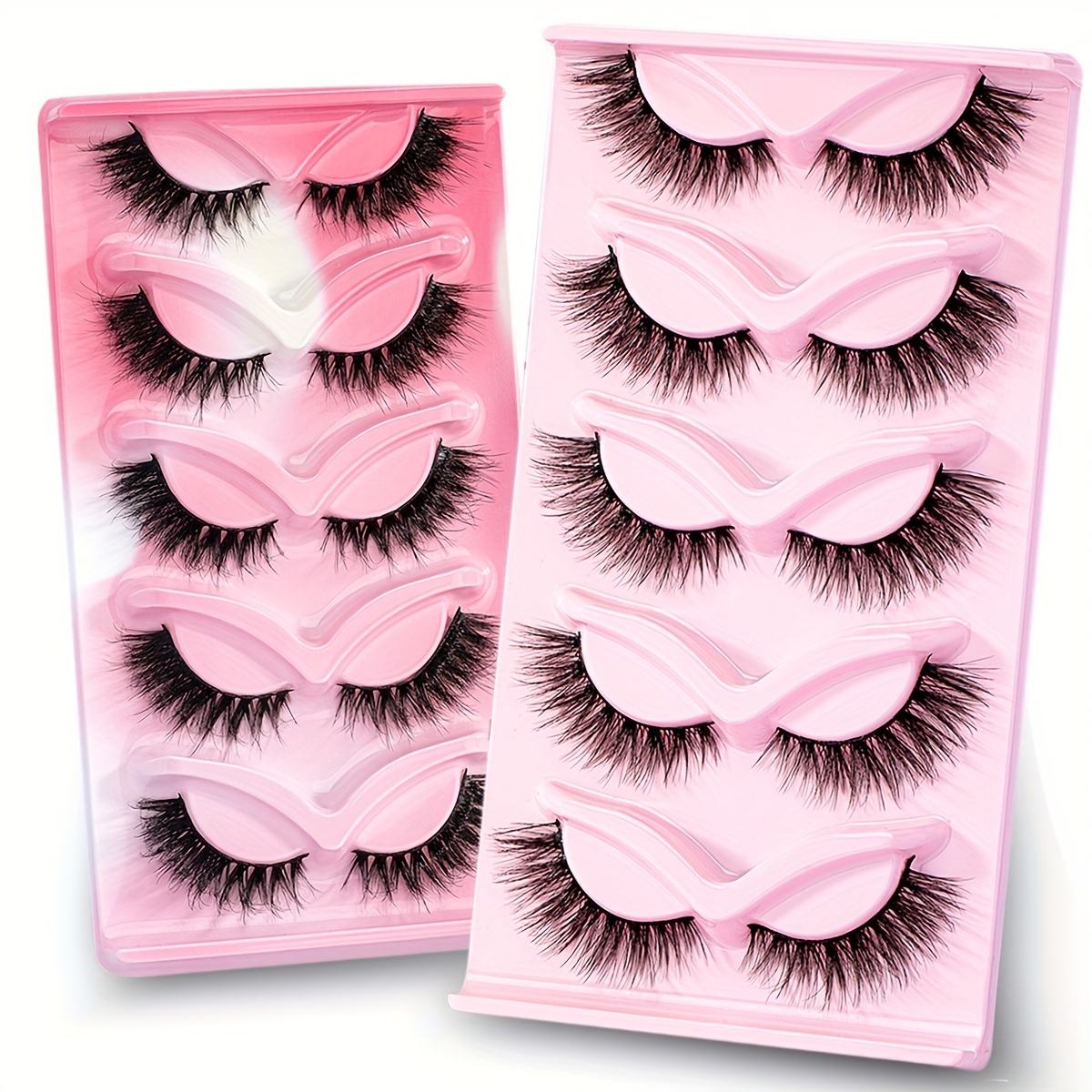 Fluffy Cat Eye Lashes 5 Pairs Wispy Faux Mink Eyelashes