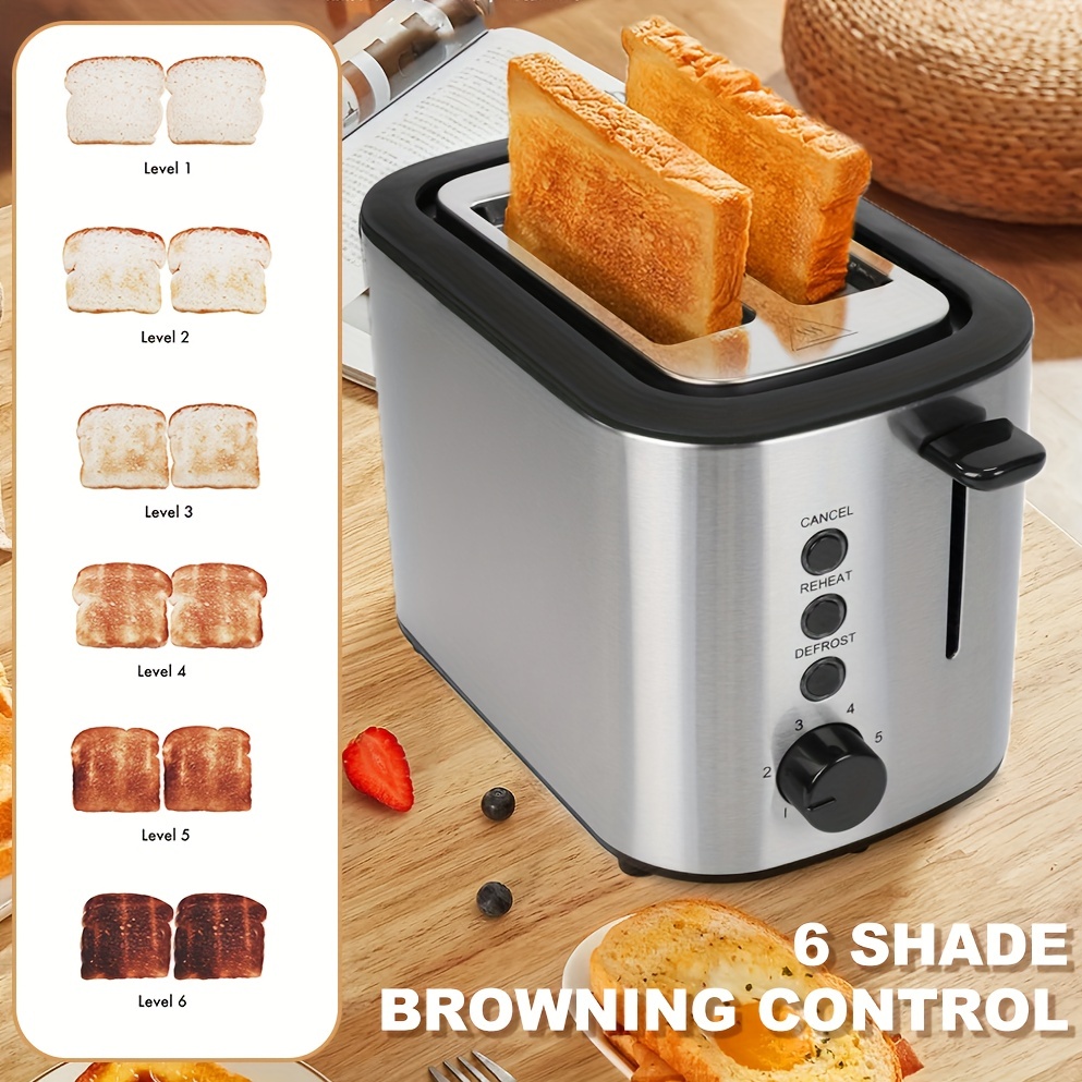 Whall Toasters 2 Slice Best Rated Prime, Stainless Steel,Bagel Toaster - 6 Bread Shade Settings,Bagel/Defrost/Cancel Function,1.5in Wide Slots