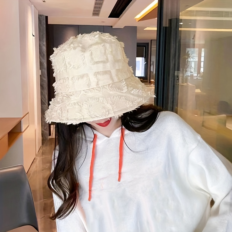Fashionable Plaid Bucket Hat Women Sun Protection Style In - Temu