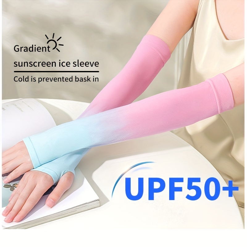 1pair Gradient Ice Sleeve Sunscreen Arm Sleeves Arm Guard Ice Silk Covers  Oversleeve Uv Protection Cycling And Driving For Women Men - Jewelry &  Accessories - Temu Canada
