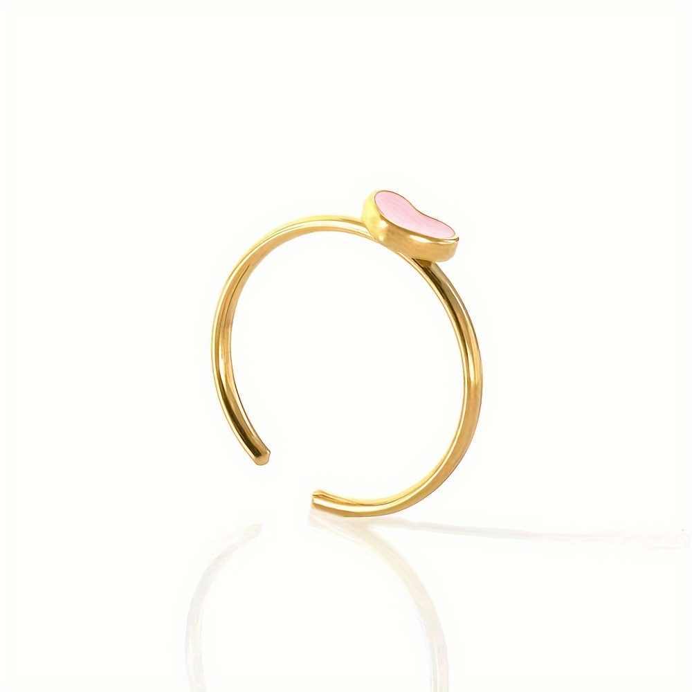 Adjustable Cherry Heart Ring - Cute Enamel Statement Ring For Women & Girls