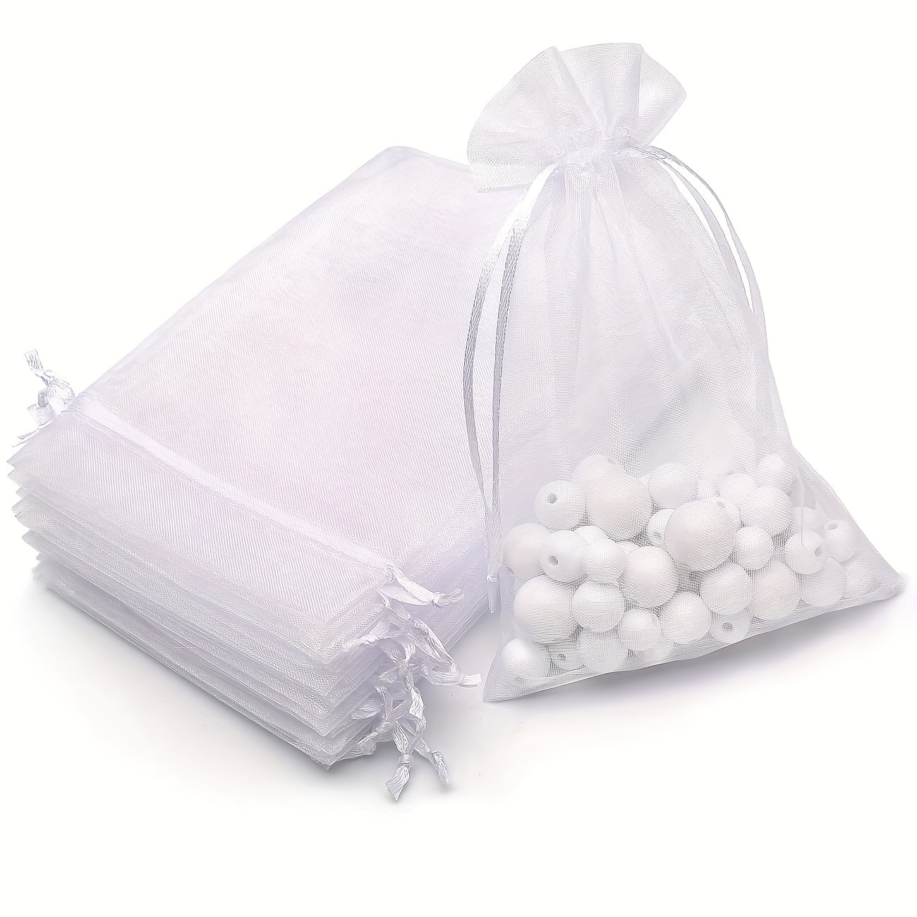 Paquete de 100 mini bolsas transparentes de organza transparentes con  cordón de 4 x 6 pulgadas, bolsas de joyería para bodas, decoraciones de  fiestas