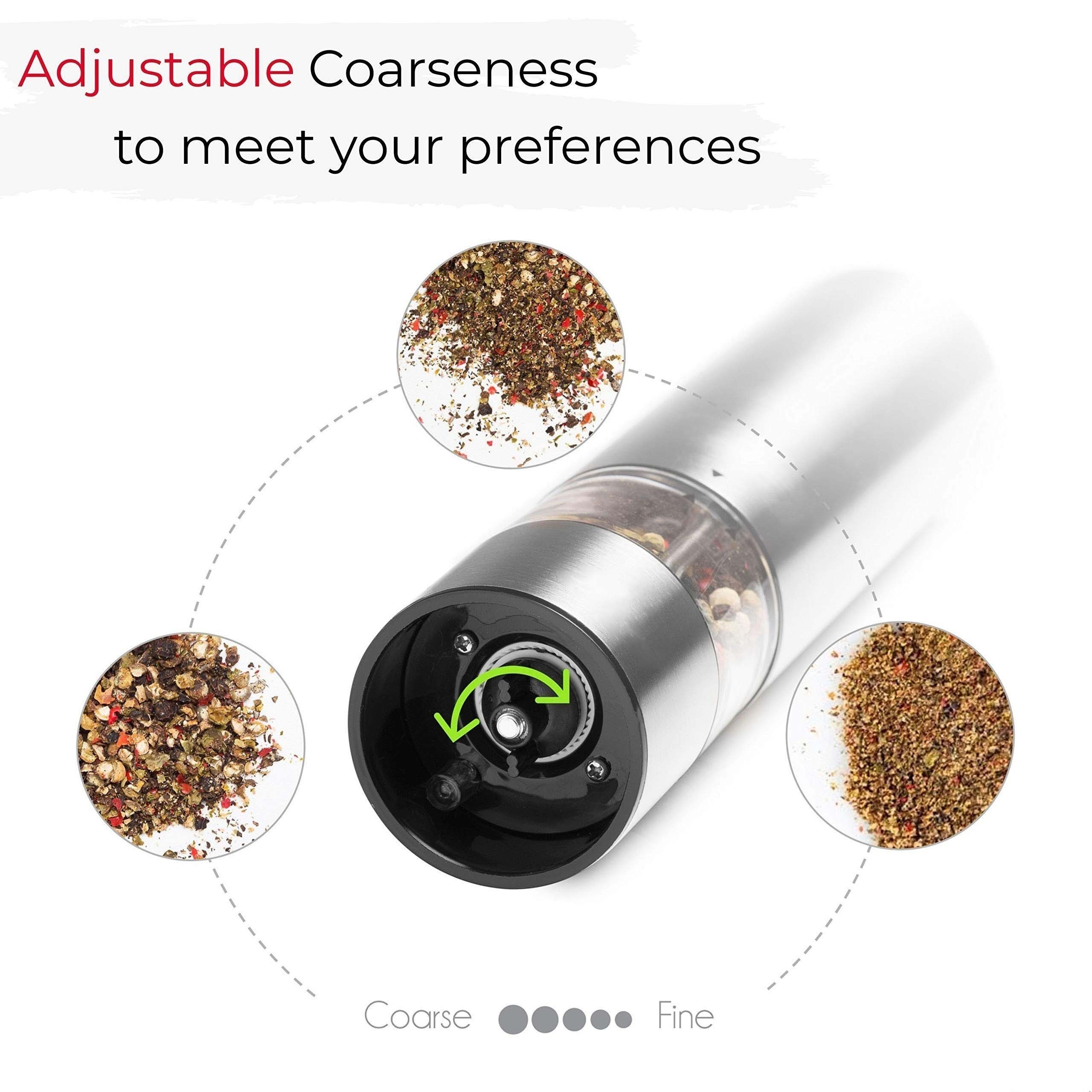 Electric Salt And Pepper Grinder Set - Battery Operated Stainless Steel  Mill With Light - Automatic One Handed Operation - Electronic Adjustable  Shakers - Ceramic Grinders - Temu United Arab Emirates